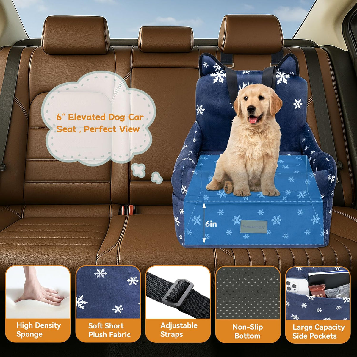Christmas Dog Car Seat for Small/Medium Dogs Up to