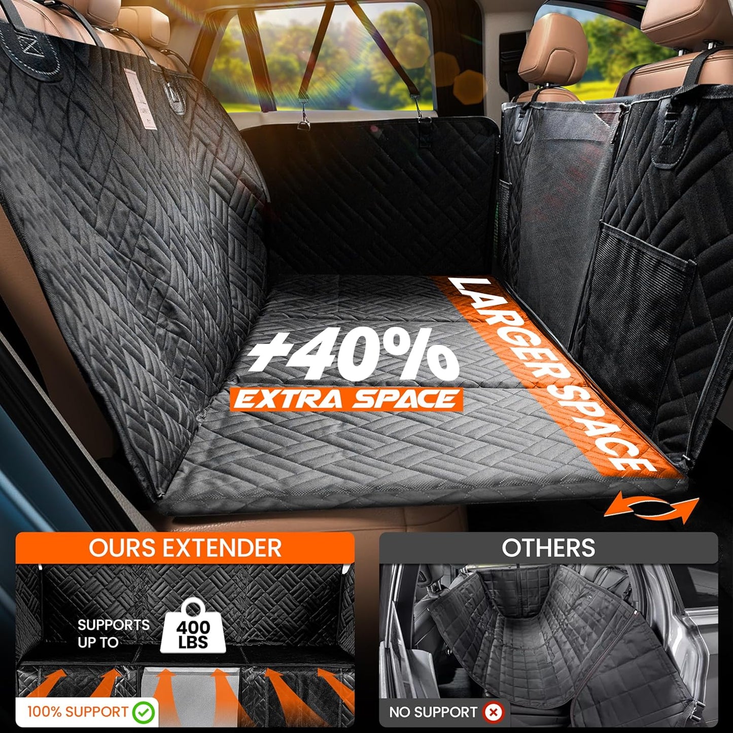 Dog Back Seat Cover Hard Bottom - 2025 Upgraded Materials
