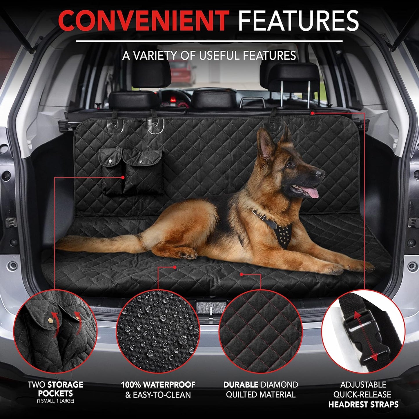 Waterproof Dog Car Seat Cover for Back Seat or Trunk, Car