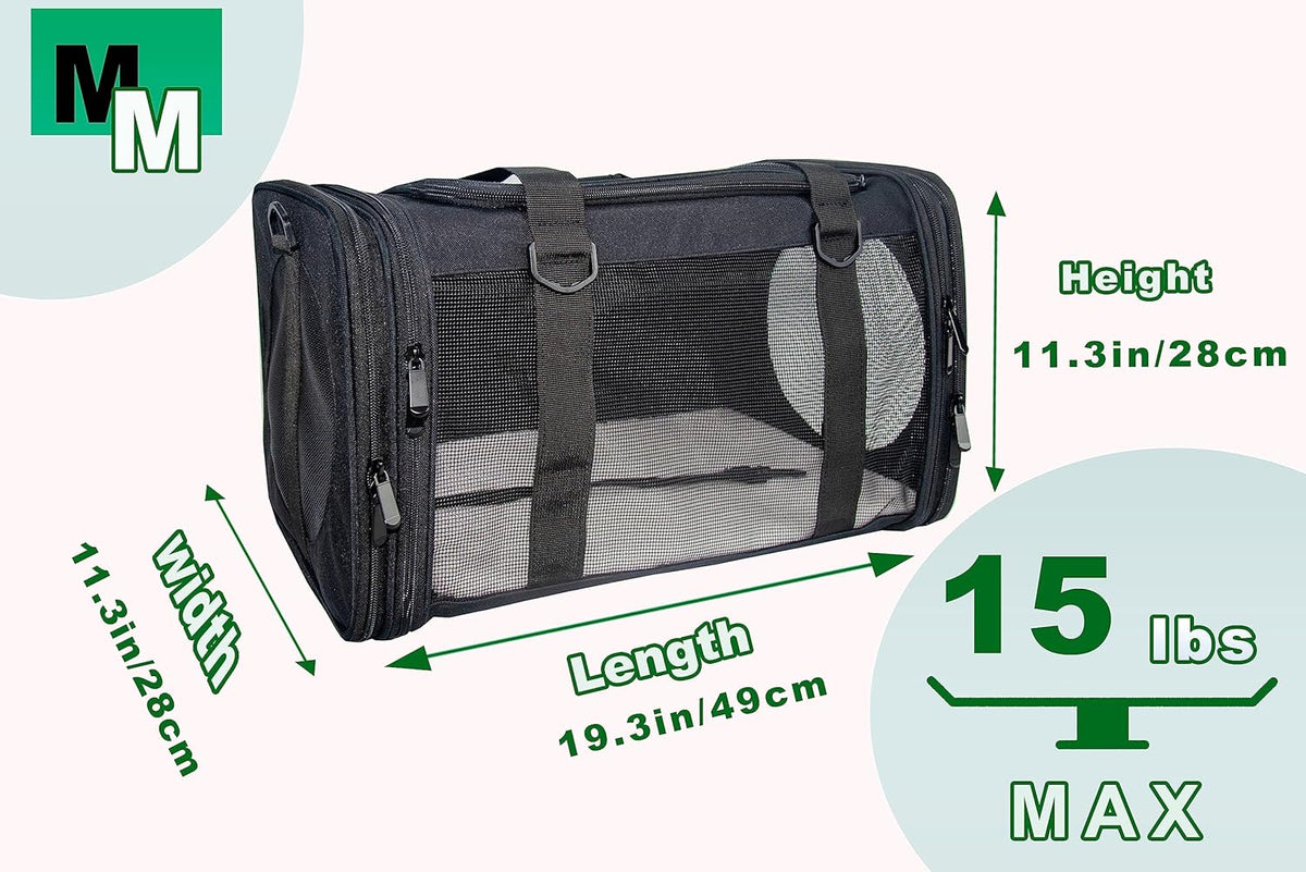 Soft-Sided Pet Carrier for Cats Small Dogs of 15 Lbs Medium