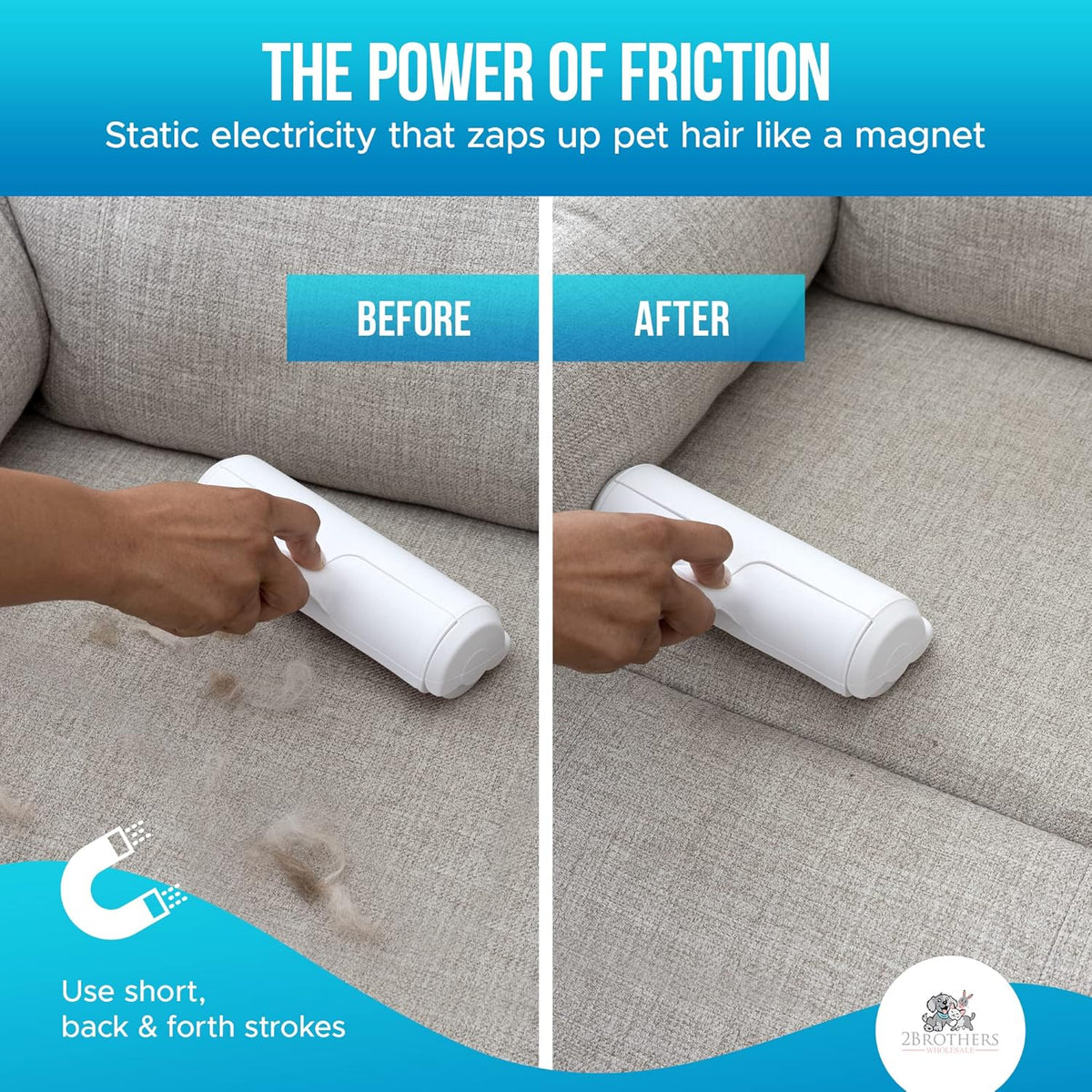 Couch Pet Hair Removal Tool and Roller - Reusable