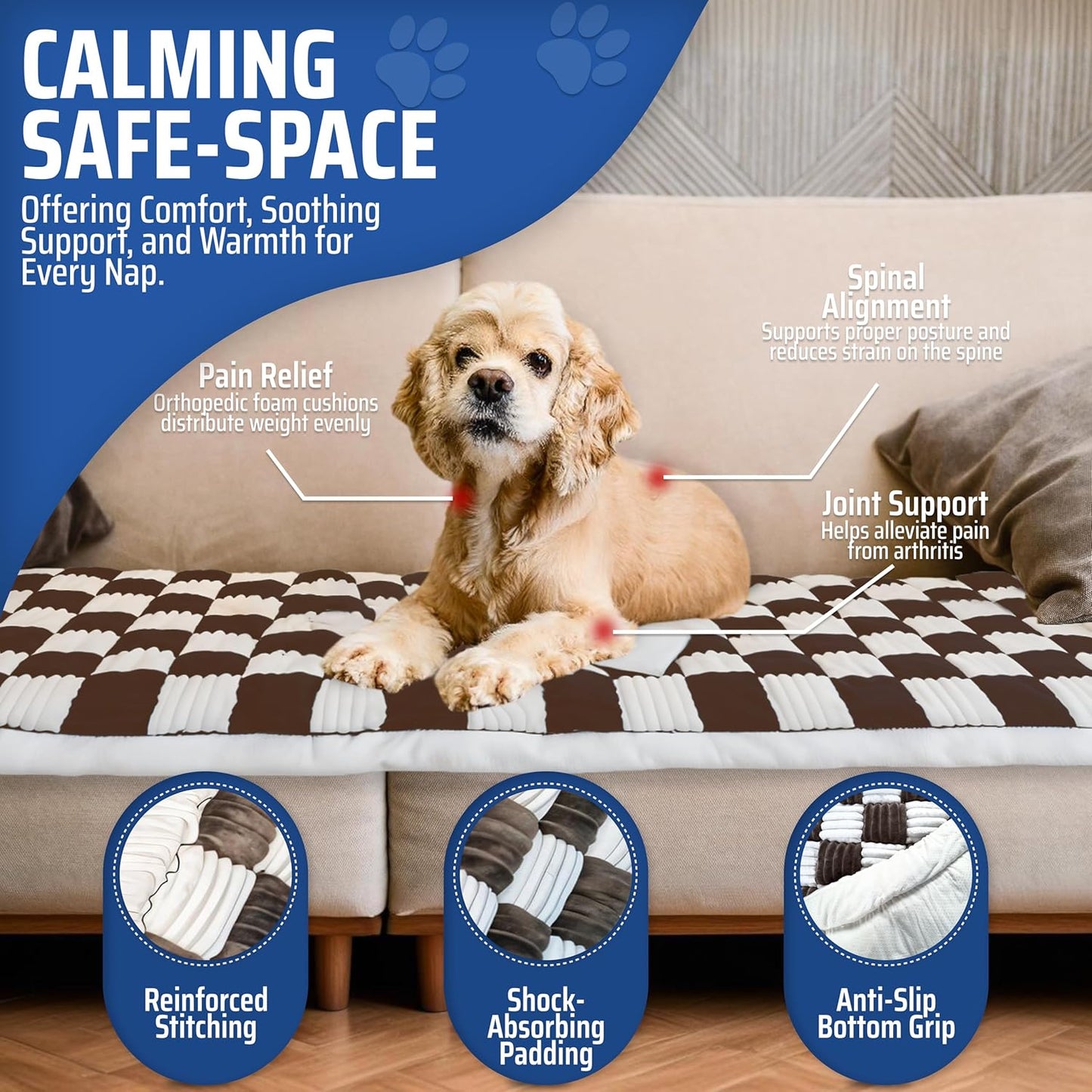 Backseat Pet Bed Mat, Anti-Slip Dog Mat for Car Backseat