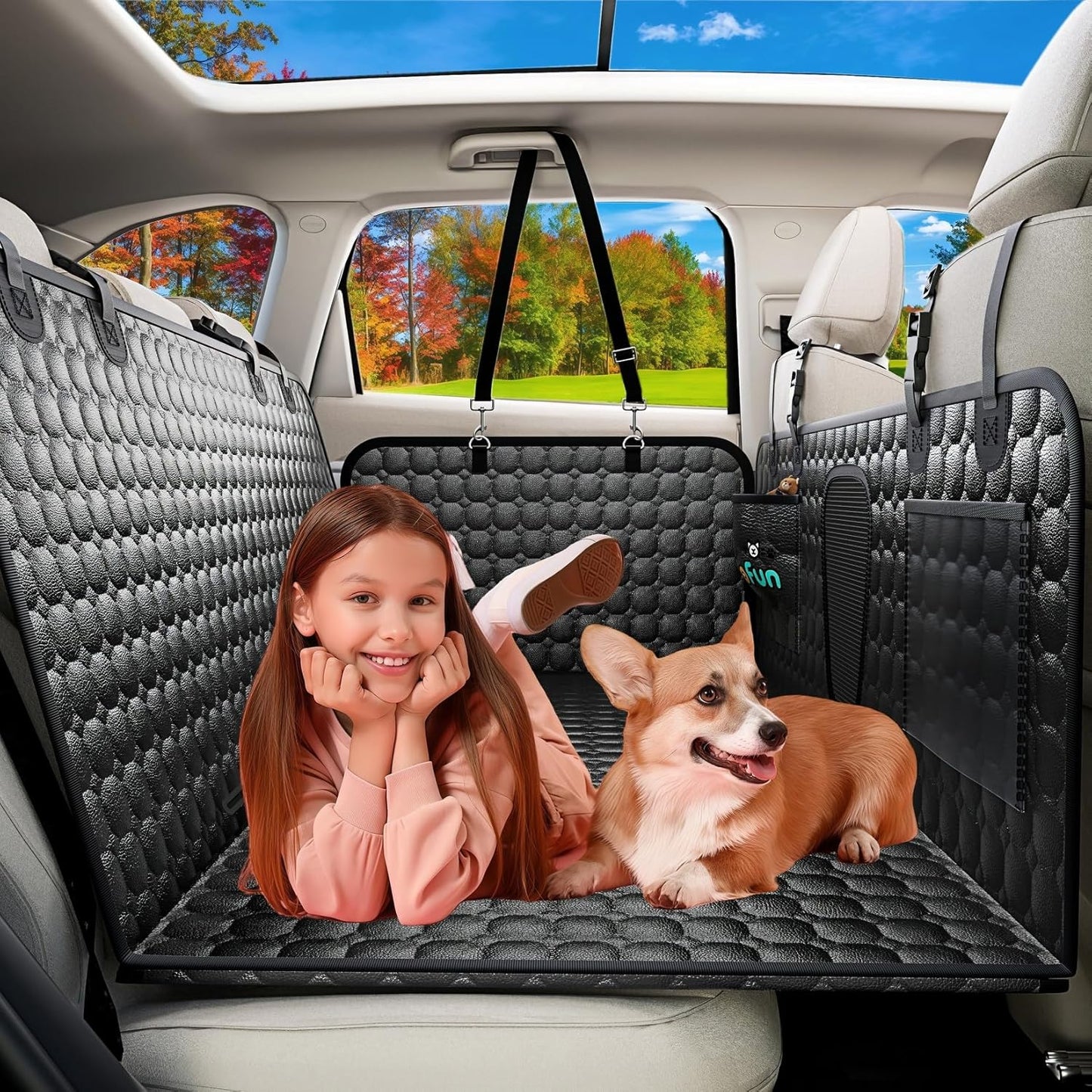 Back Seat Extender for Dogs, PU Leather Waterproof Dog Car