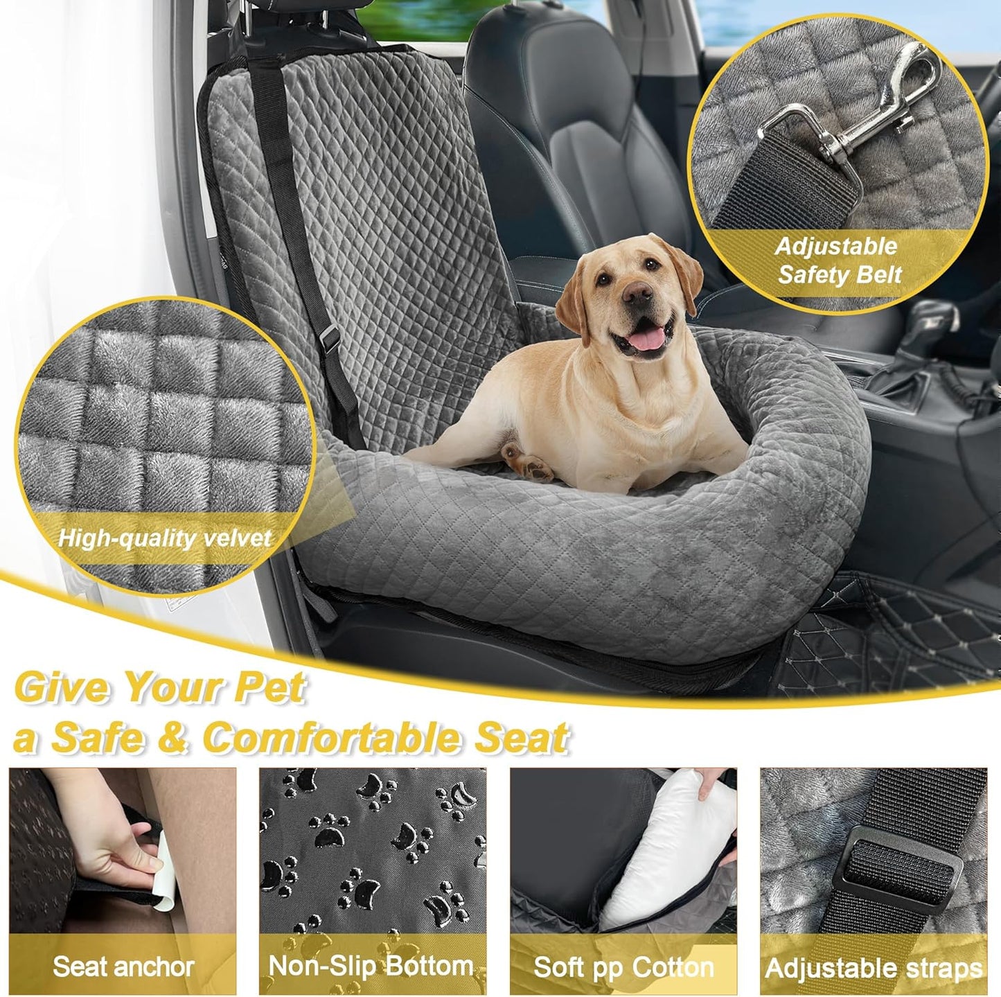 Dog Car Seat for Small Medium Dogs,Detachable Washable
