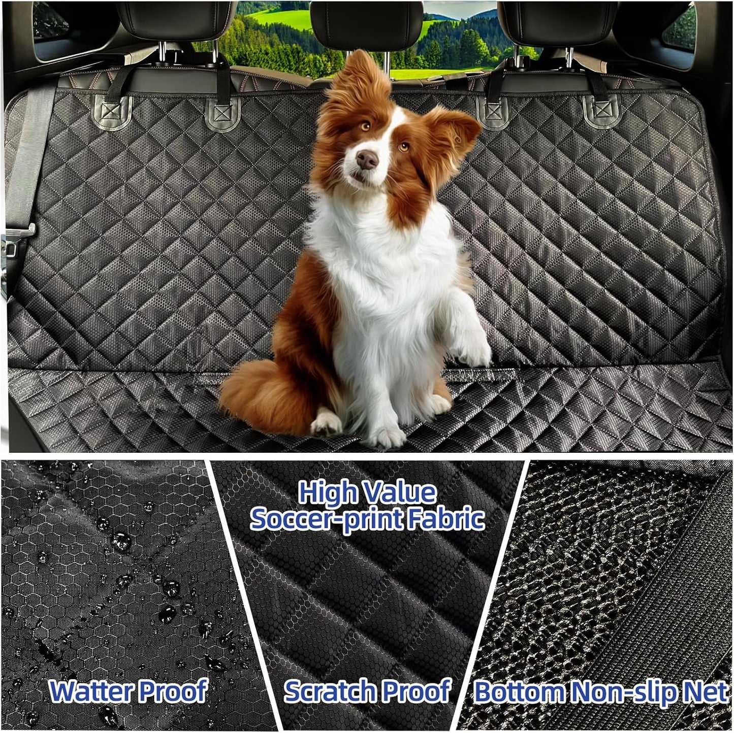 Dog Car Seat Cover for Back Seat Waterproof Bench Seat