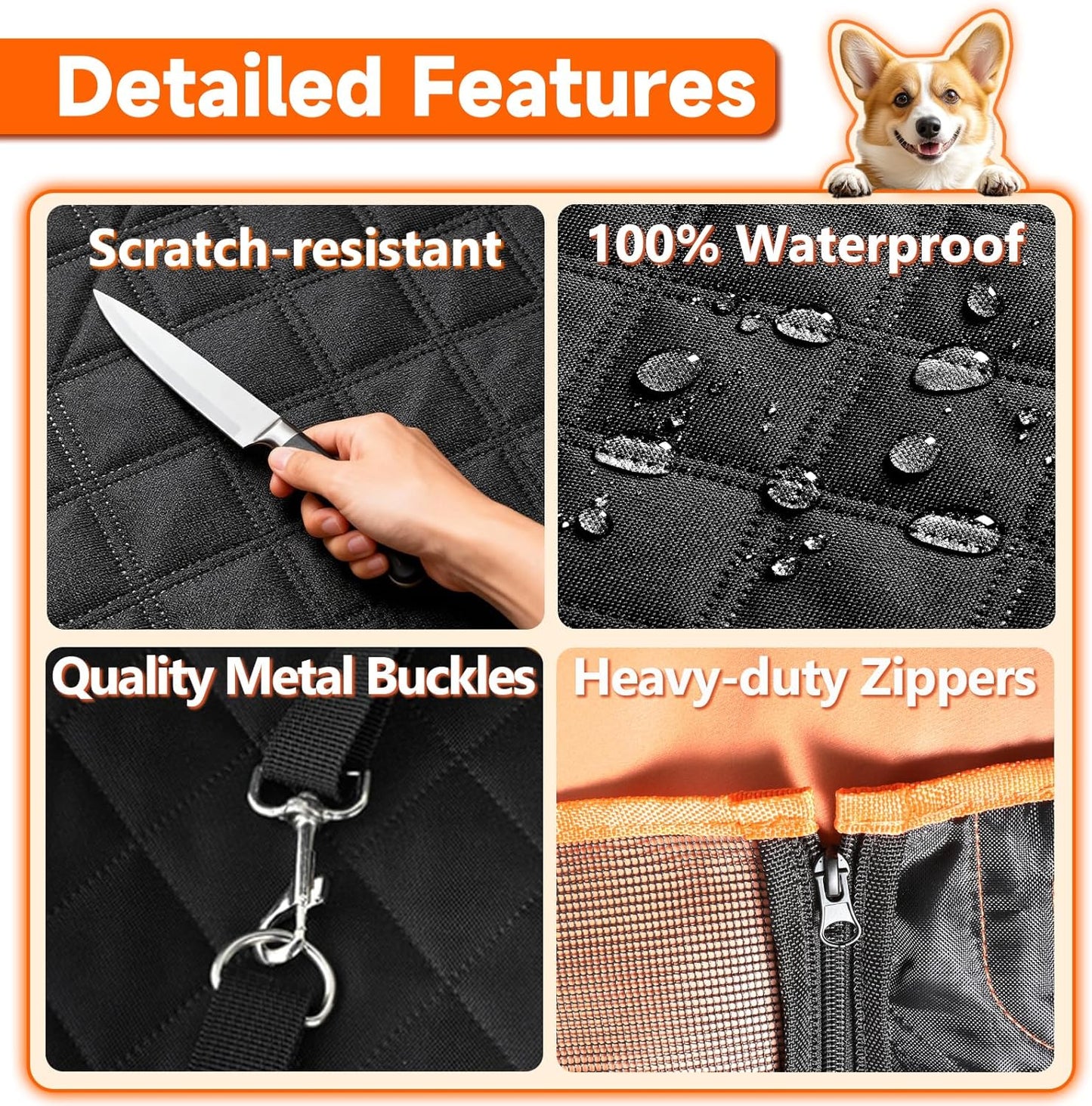Back Seat Extender for Dogs, 500LBS Hard Bottom Dog Car