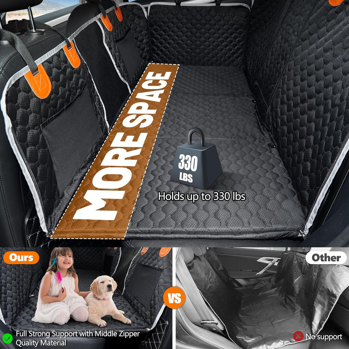 Back Seat Extender for Dog,Waterproof Hard Bottom Dog Car