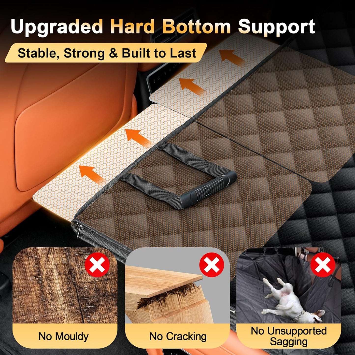 Back Seat Extender for Dogs, Holds 450 lbs, Hard Bottom