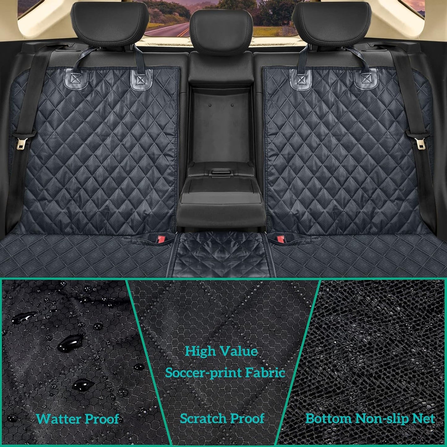 Dog Car Seat Cover for Back Seat Cover,Non Stick Fur Rear