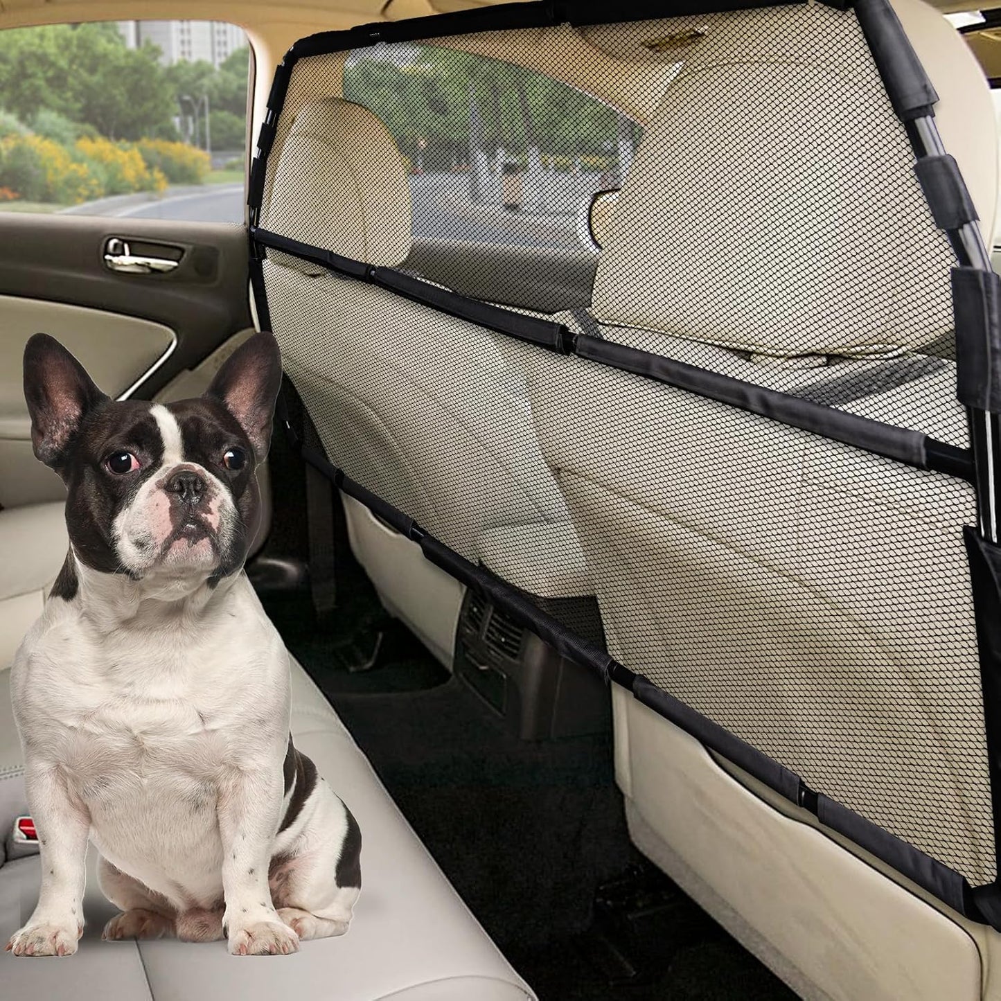 Dog Car Barrier Escape-Proof, 50" Wide Car Divider for 2nd