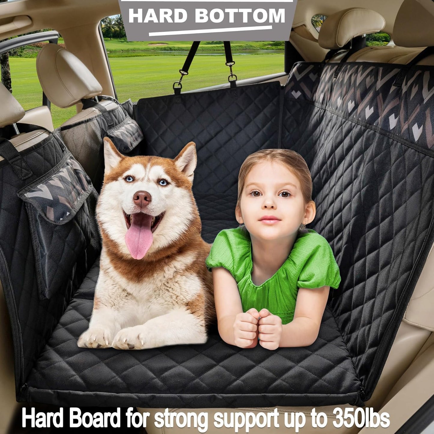 Back Seat Extender, Car Seat Cover for Dogs with Hard