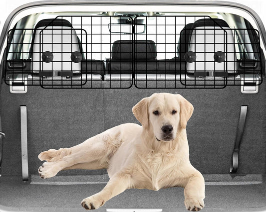Dog Car Barrier for SUVs, Van, Vehicles, Adjustable Large Pet Barriers, Universal Fit Heavy-Duty Wire Mesh Dog Guard, Pet Divider Gate for Truck Cargo Area, Safety Car Divider, 63.4 Inches