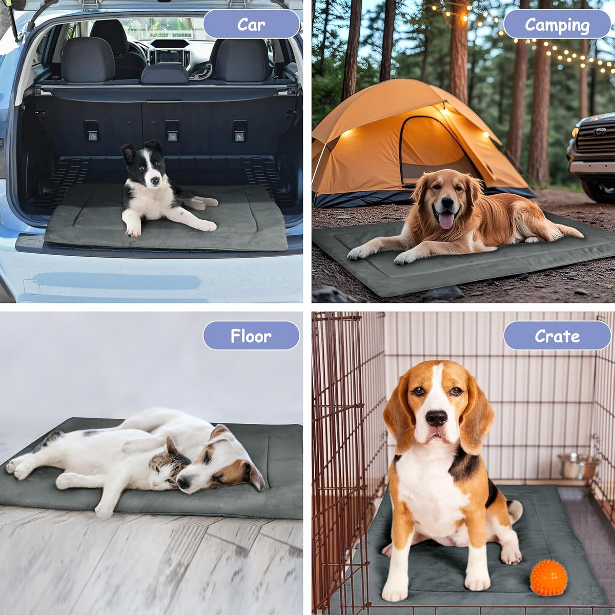 Waterproof Foldable Dog Bed Pad for Camping & Travel