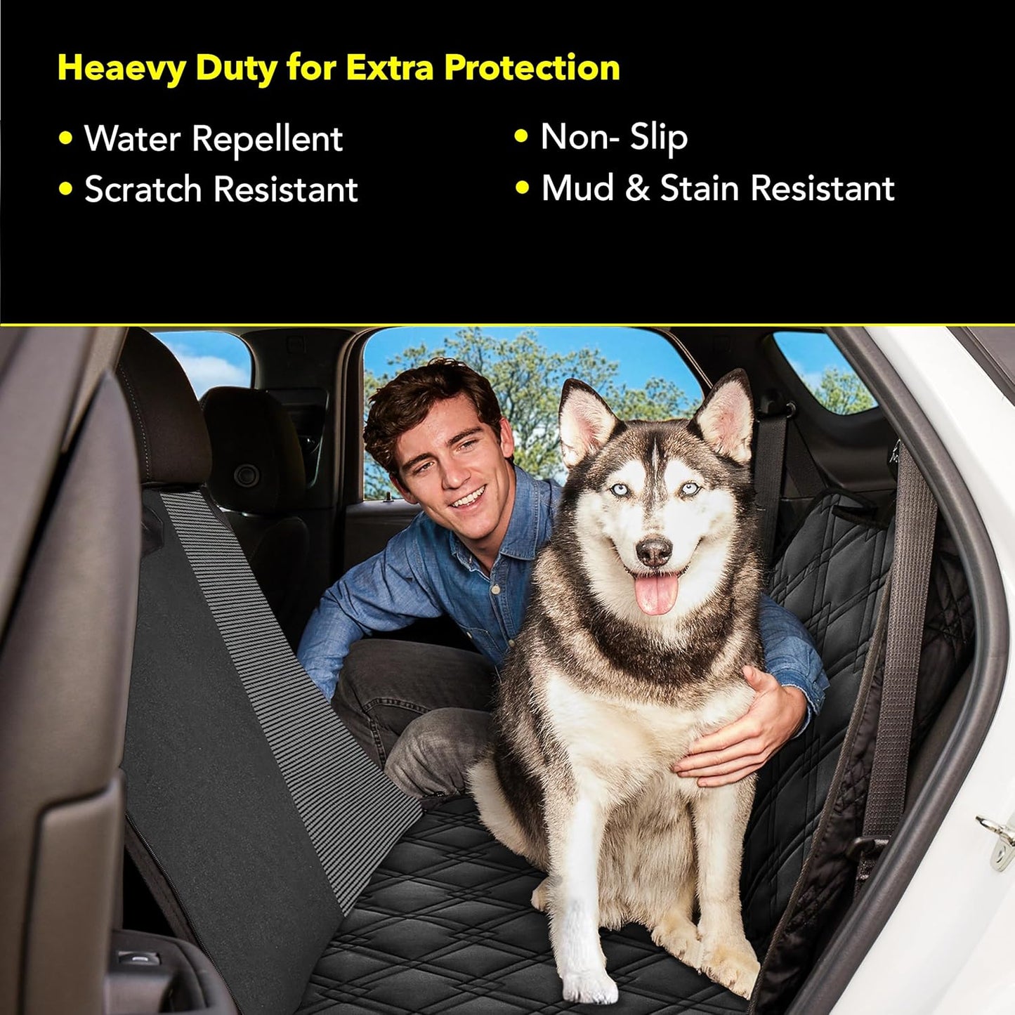 Dog Car Seat Cover with Mesh Window, Heavy-Duty Pet Seat