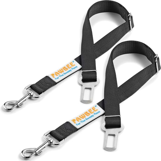 2-Pack Dog Seat Belts for Cars - Adjustable Nylon Car