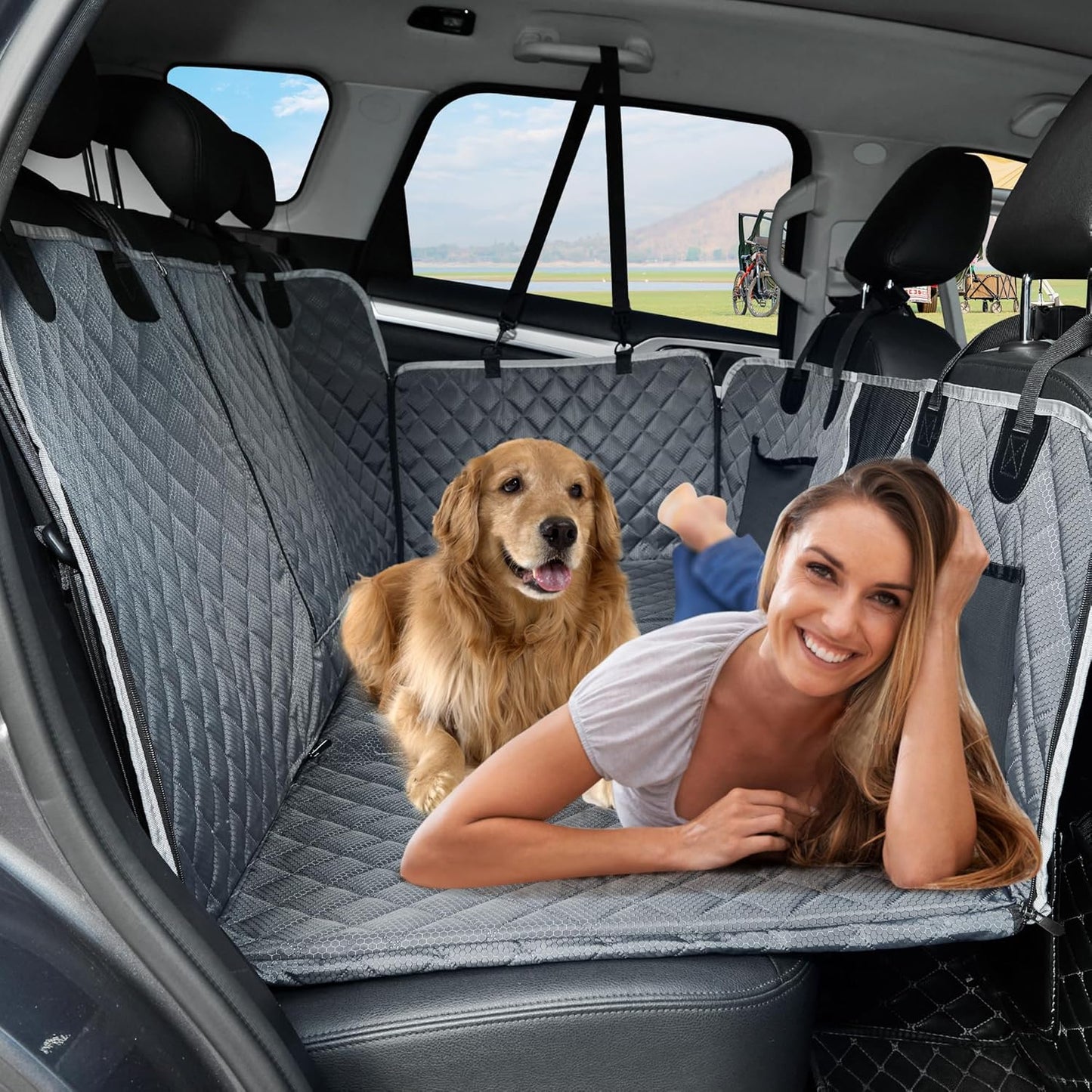 Back Seat Extender for Dog,Waterproof Hard Bottom Dog Car