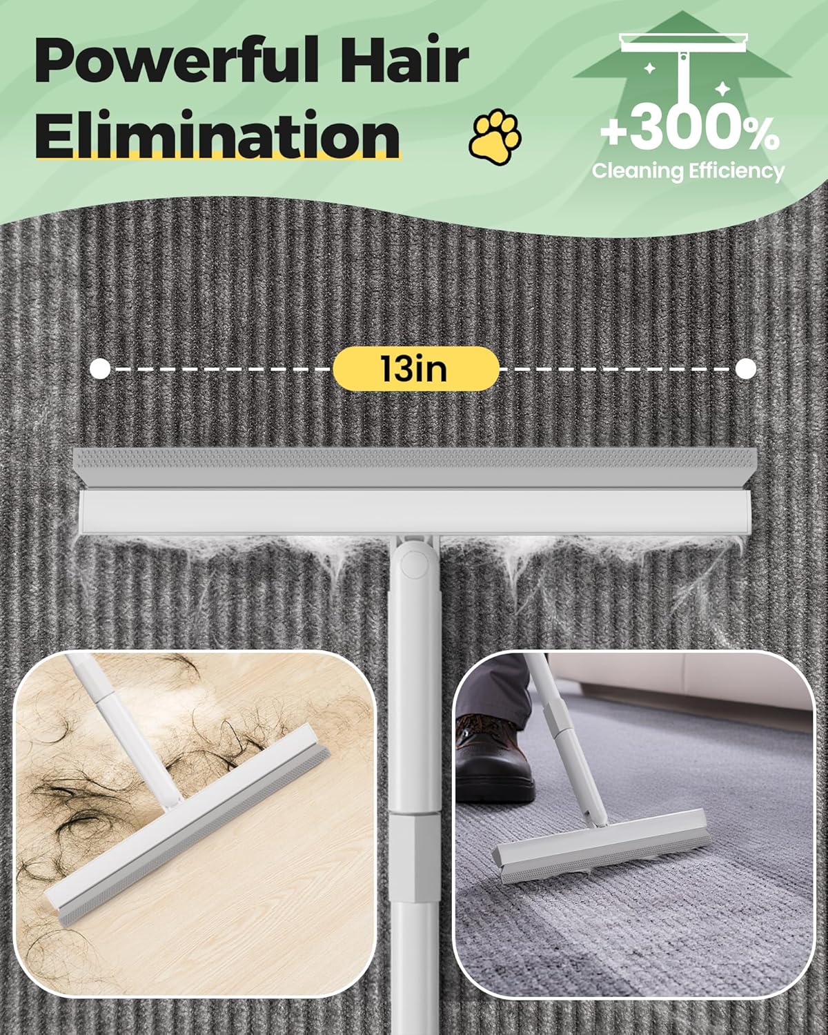 Carpet Rake for Pet Hair Removal Tool - 4 in 1 Pet Hair