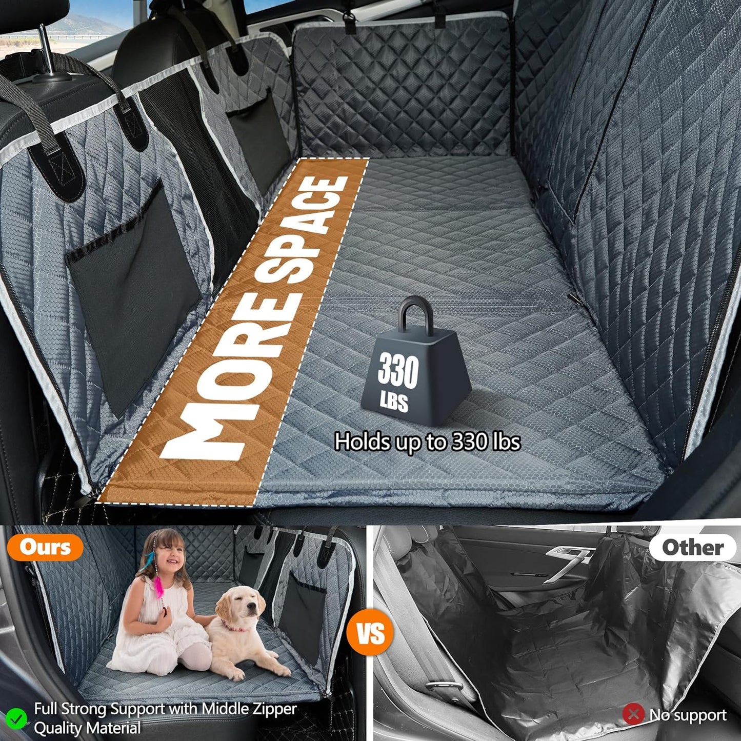 Back Seat Extender for Dog,Waterproof Hard Bottom Dog Car