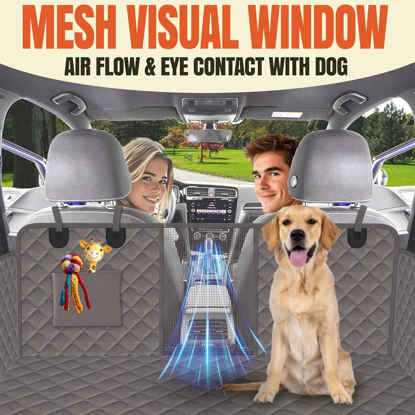 Back Seat Extender for Dogs, Hard Bottom Car Seat Cover for