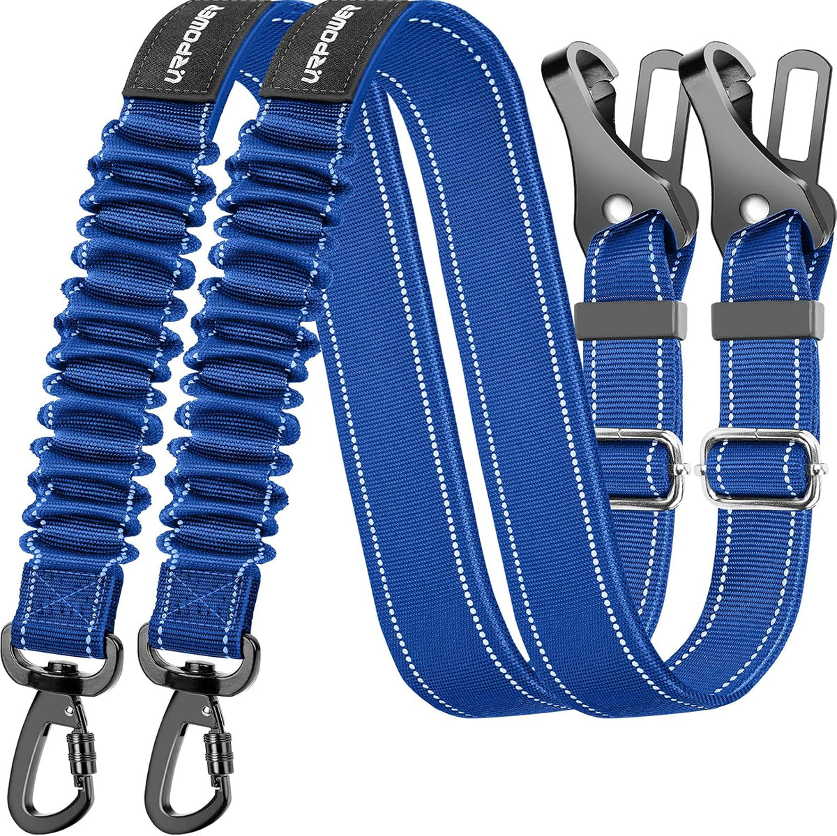 3-in-1 Dog Seat Belt for Car, 2 Pack Adjustable Bungee Dog