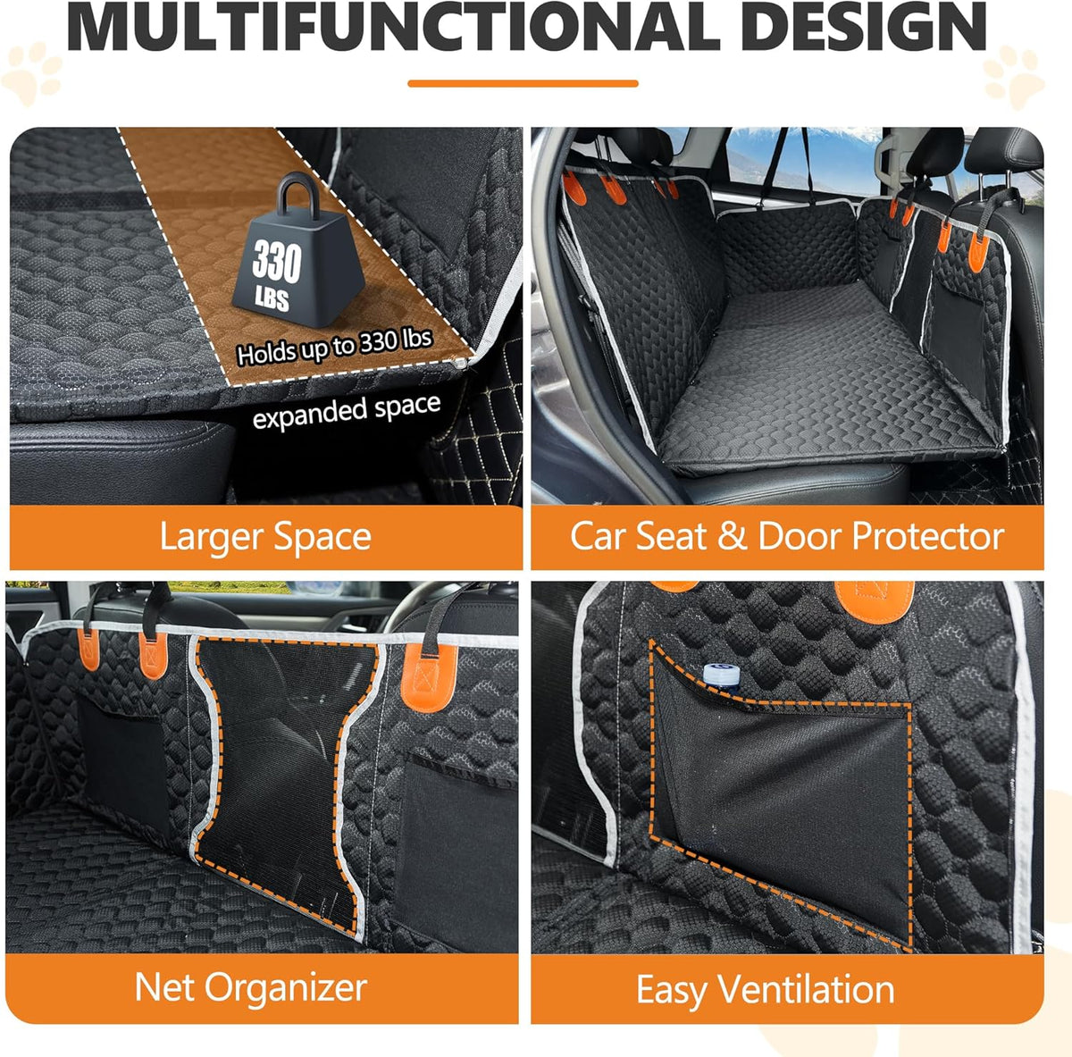 Back Seat Extender for Dog,Waterproof Hard Bottom Dog Car