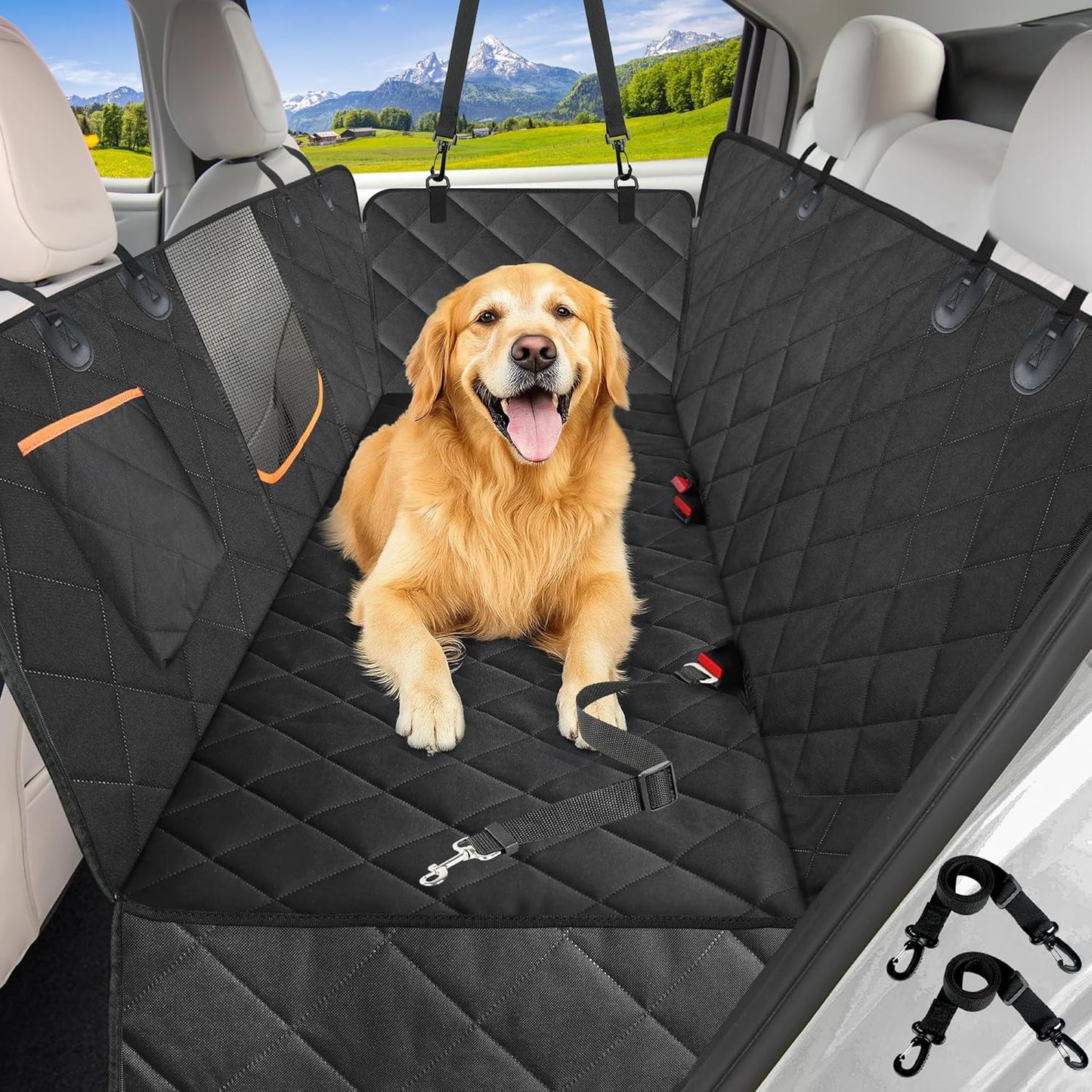 Dog Car Seat Cover for Back Seat, Dog Hammock for Car with