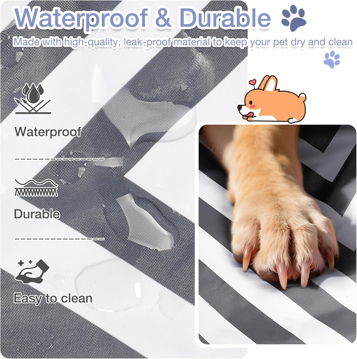 Waterproof Dog Mat, Portable Reversible Pet Travel Mat, Pet