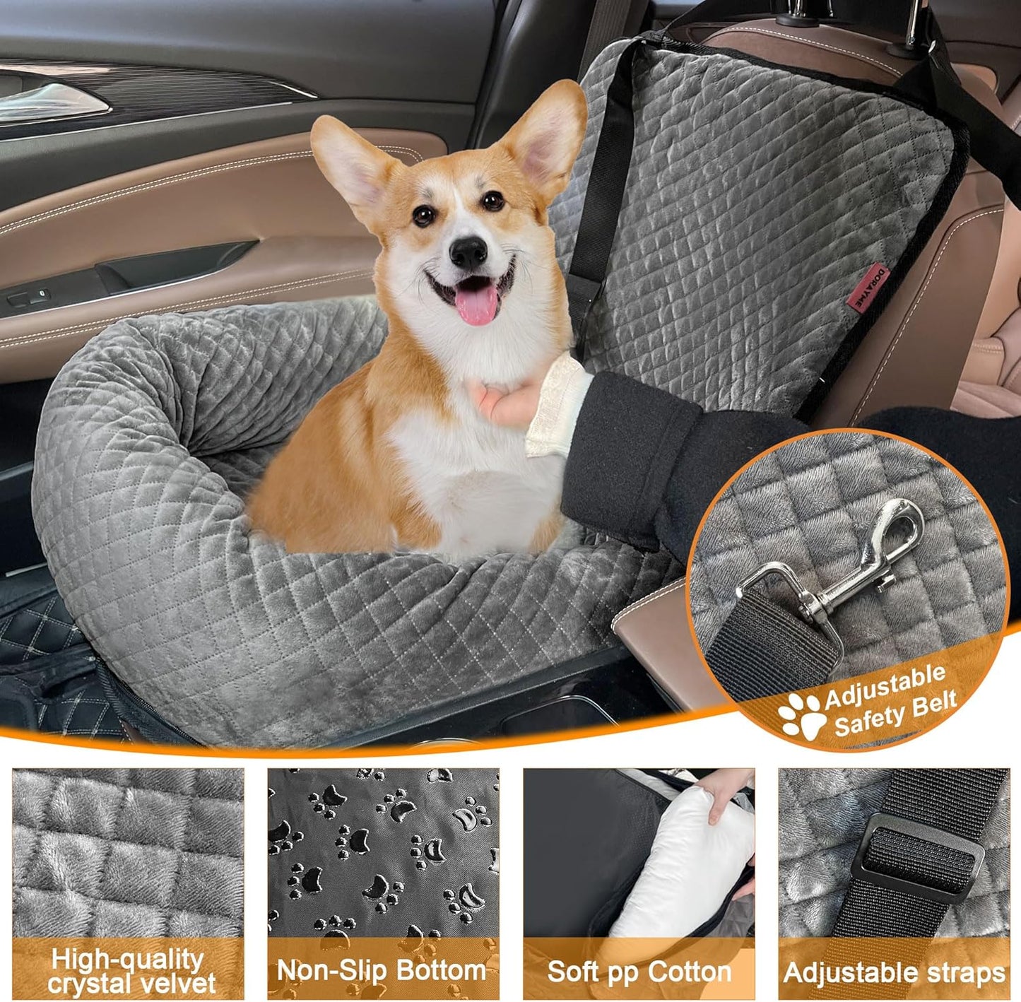 Dog Car Seat for Small/Medium Dogs,Dog Car Bed Washable Pet