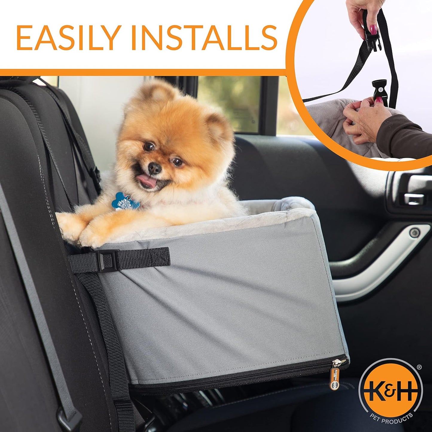 Hangin' Bucket Booster Toy Breed Dog Car Seat Gray 16 X