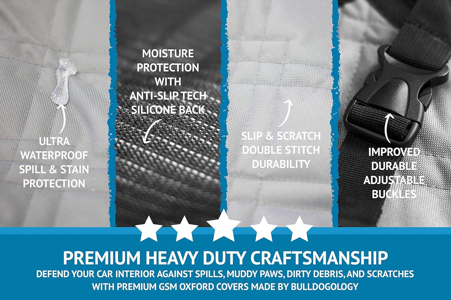 Bulldogology Dog Car Seat Cover Waterproof Heavy Duty Bench
