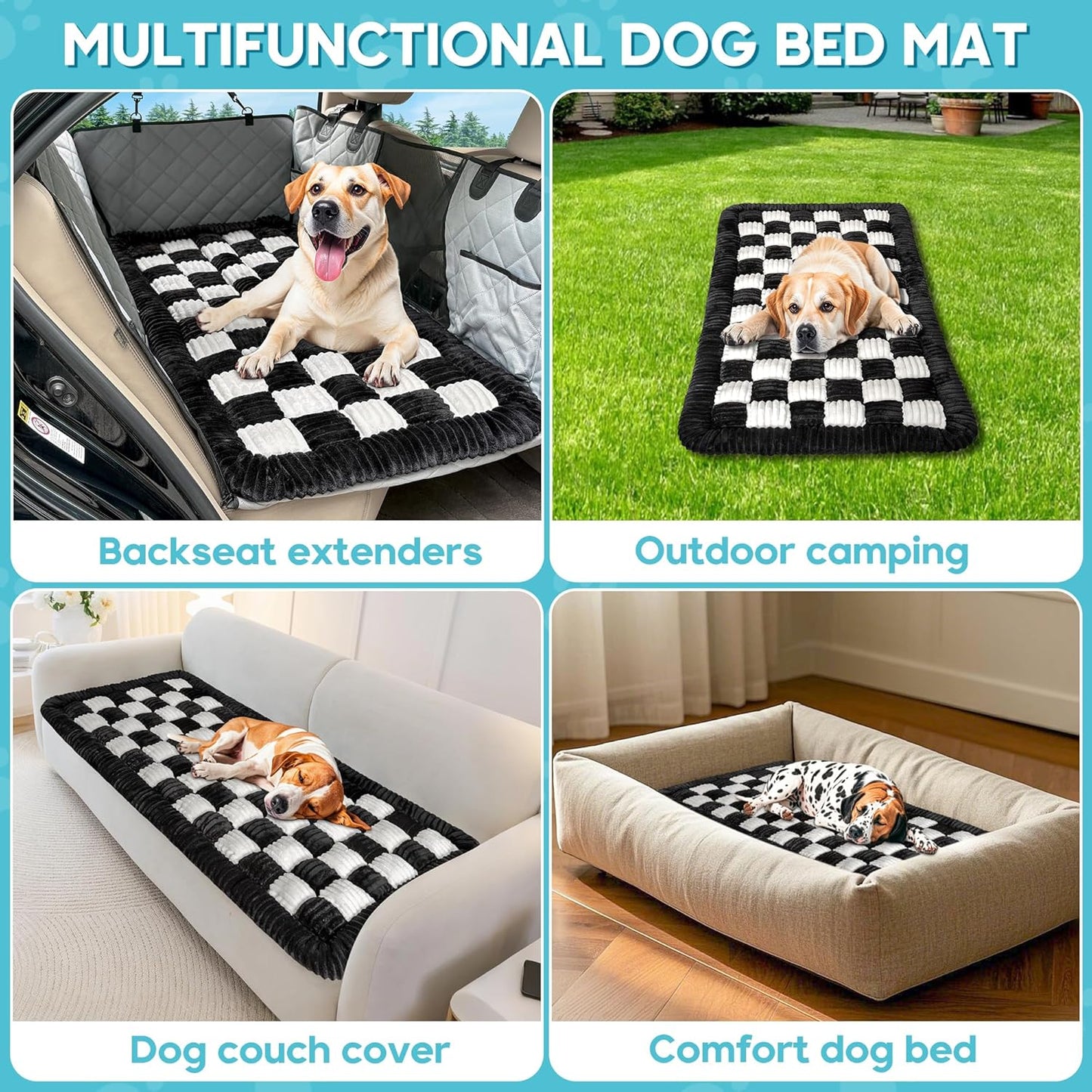 Dog Car Bed Mat, Non-Slip Backseat Extender Pet Blanket