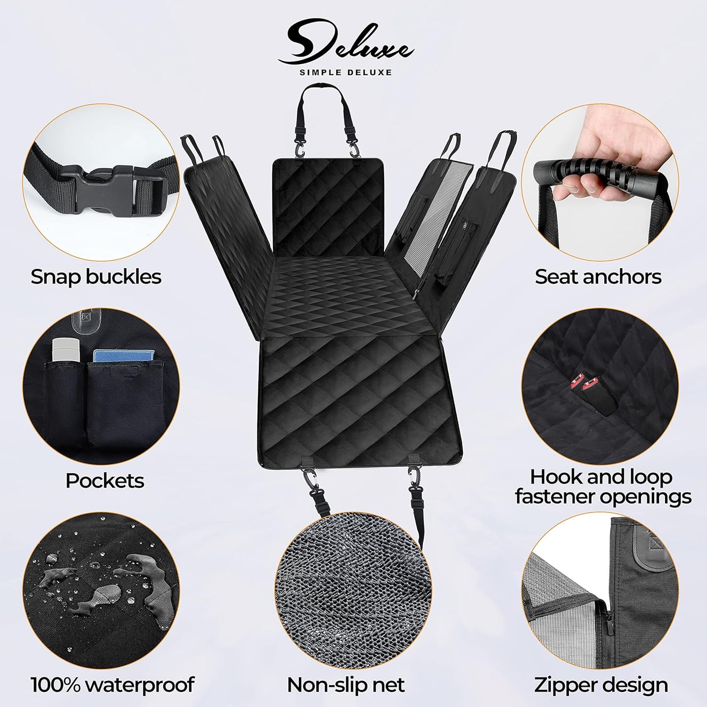 Dog Car Seat Cover for Back Seat, Waterproof Dog Car