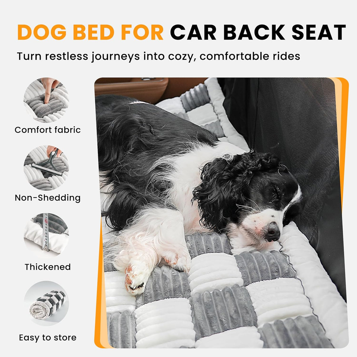 Backseat Dog Bed Mat, Non-Slip Dog Bed for Car Back Seat