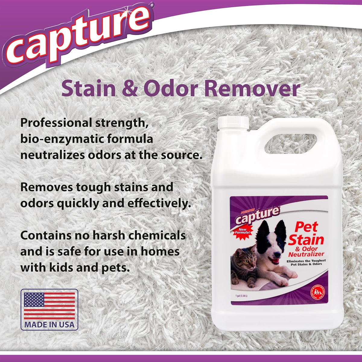 Pet Stain & Odor Remover - Enzyme Pet Odor Eliminator for