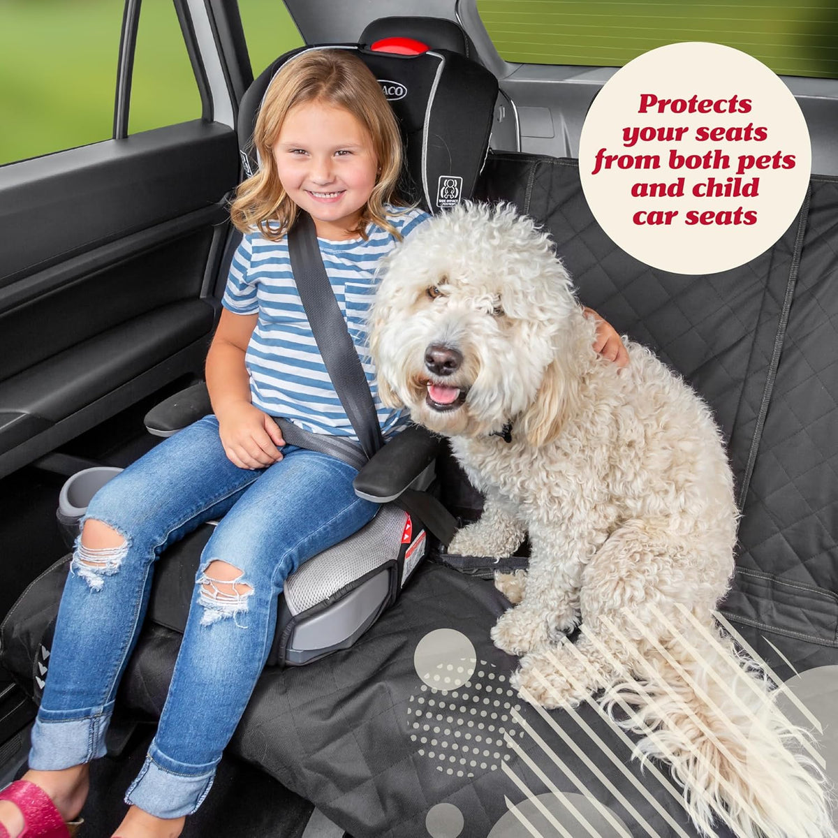 Dog Car Seat Cover for Back Seat - Tan