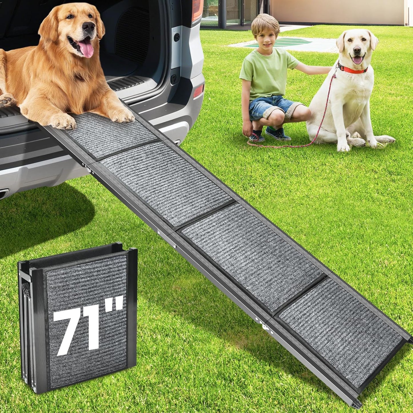 Dog Ramp for Car, 71''x 17.3'' Extra Long Dog Ramp for