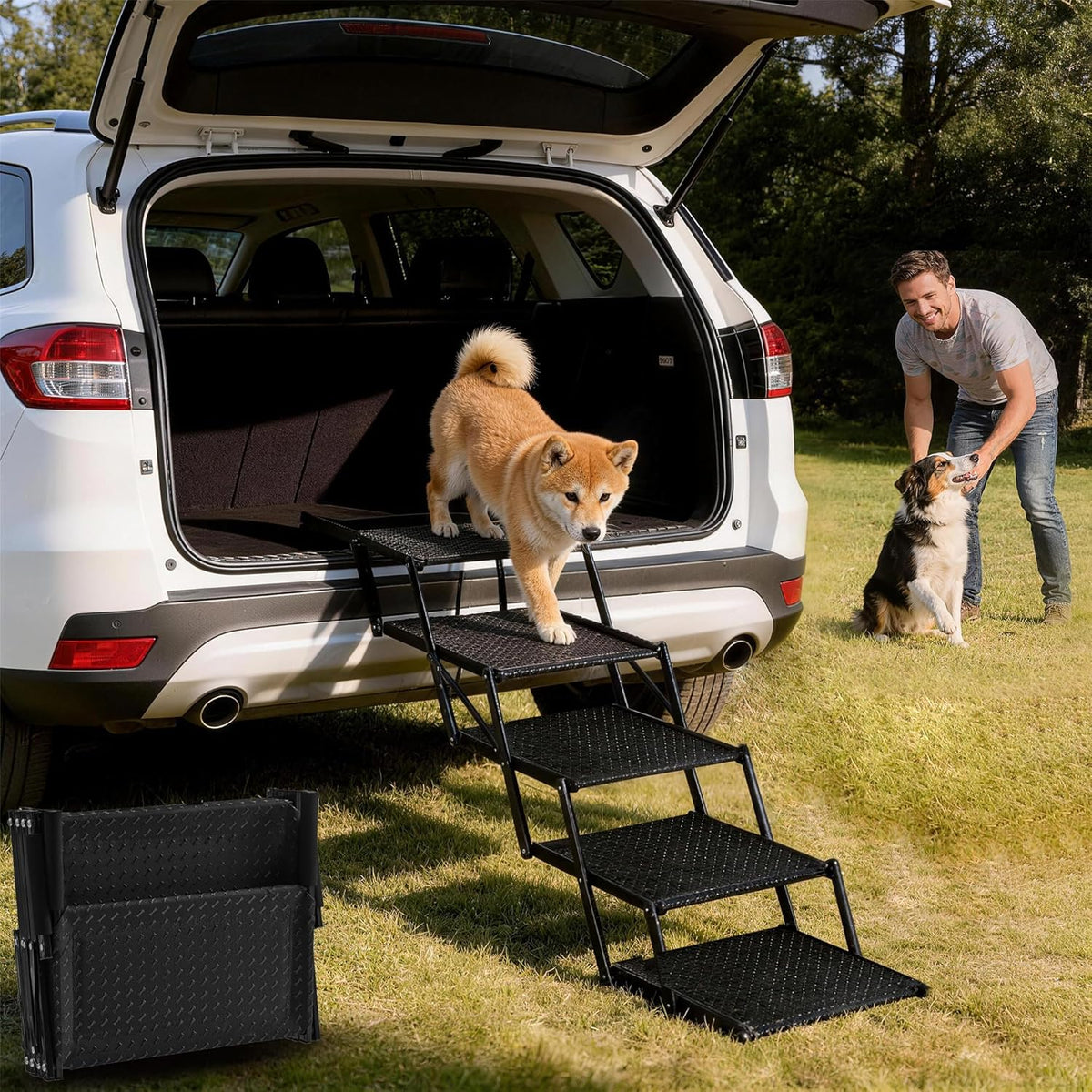 Dog Stairs for Car - Foldable 5-Step Non-Slip Pet Stairs