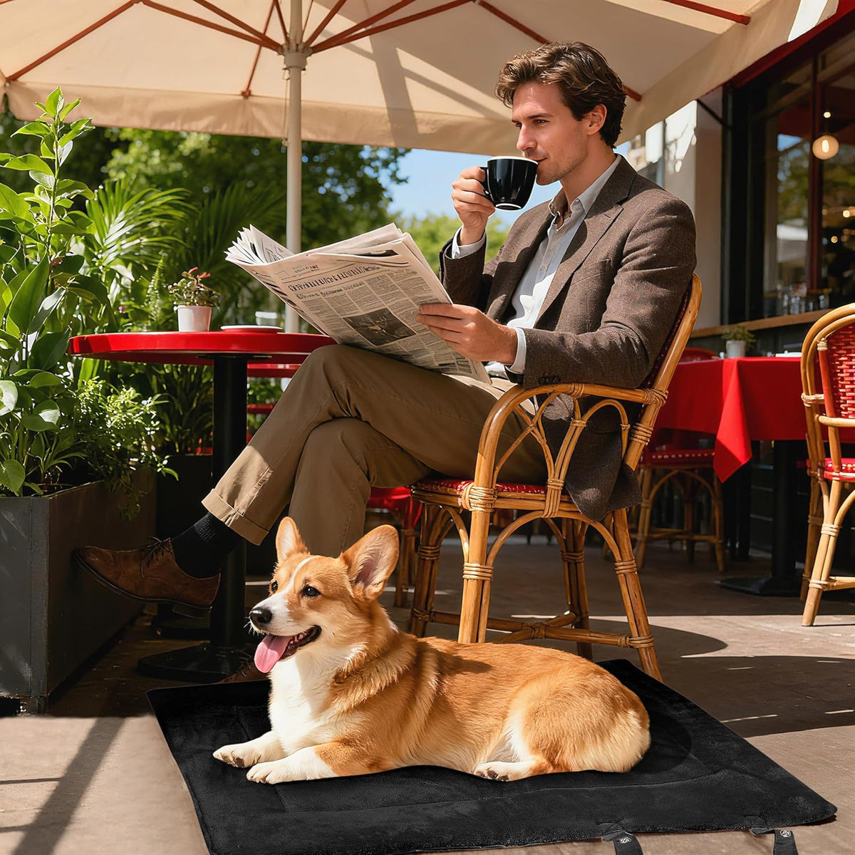 Kritter Planet Waterproof Foldable Dog Bed Pad for Camping & Travel, Portable Roll-Up Dog Bed Car Seat Pet Cushion Mat with Handles for Small & Medium Dogs, Indoor & Outdoor Use