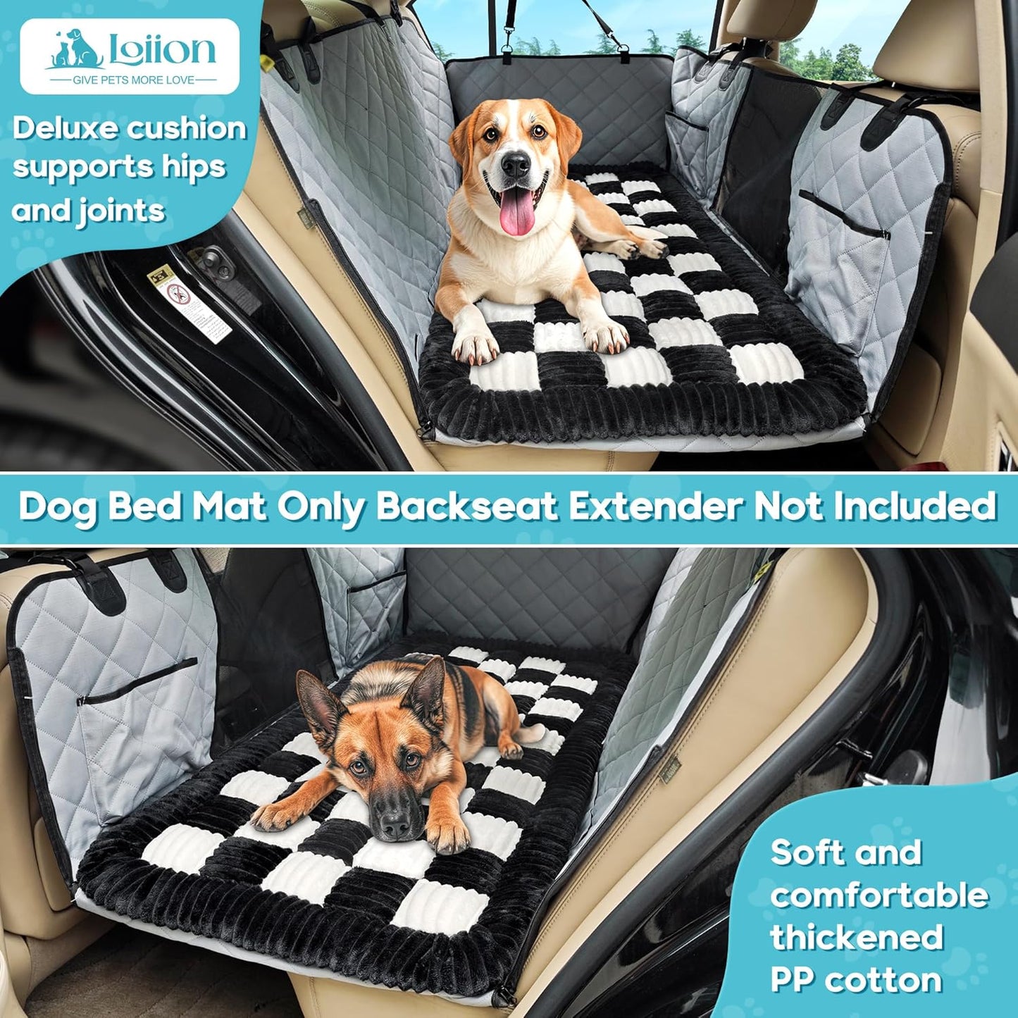 Dog Car Bed Mat, Non-Slip Backseat Extender Pet Blanket
