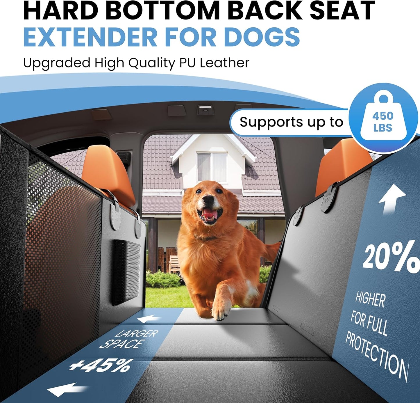 Dog Car Seat Cover for Back Seat, 7-Layers PU Leather Anti