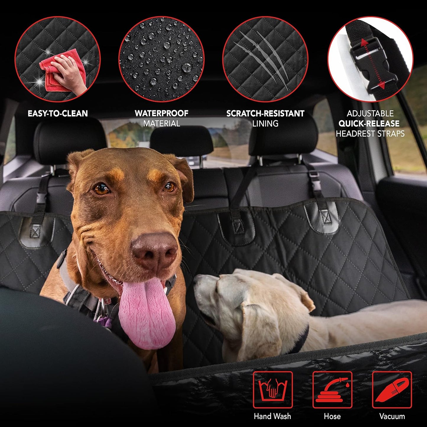 Waterproof Dog Car Seat Cover for Back Seat or Trunk, Car