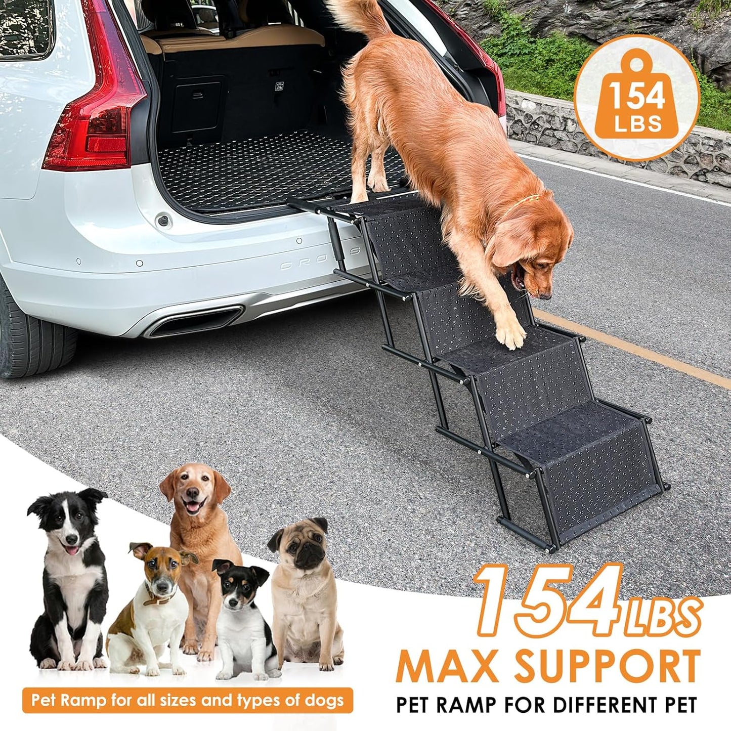 Portable Folding Pet Stair for Large Dog Ramp with Non-Slip