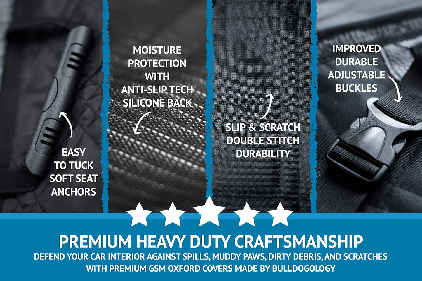 Bulldogology Dog Car Seat Cover for Back Seat 58"x56"