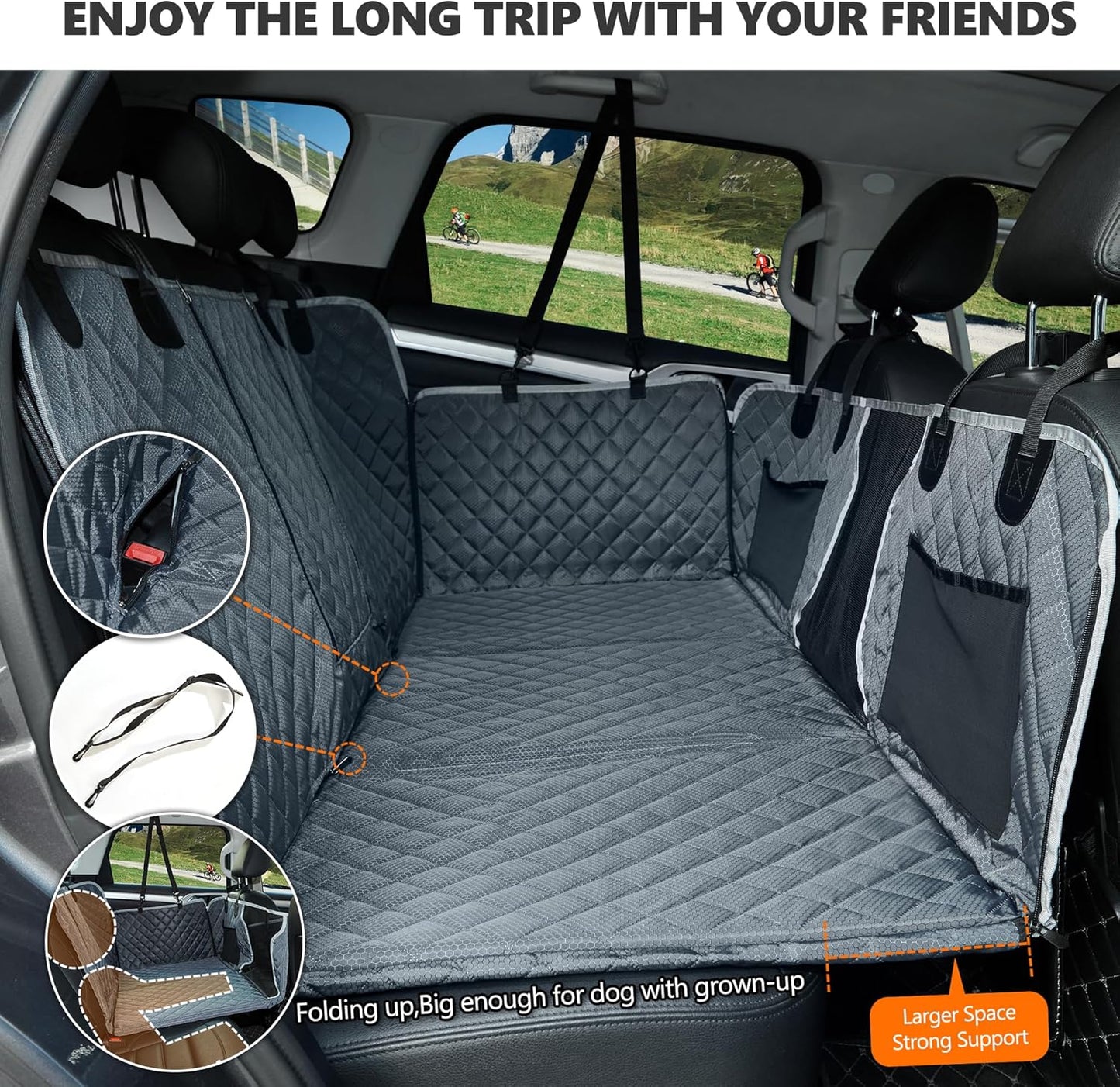 Back Seat Extender for Dog,Waterproof Hard Bottom Dog Car
