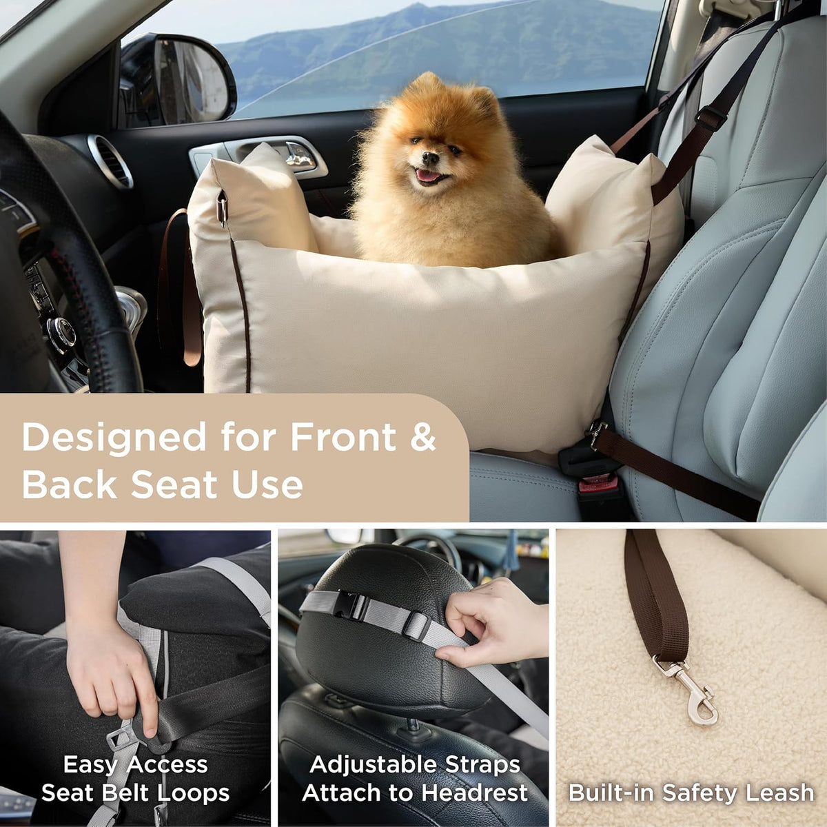 Lesure Small Dog Car Seat for Small Dogs - Dog Booster Seat