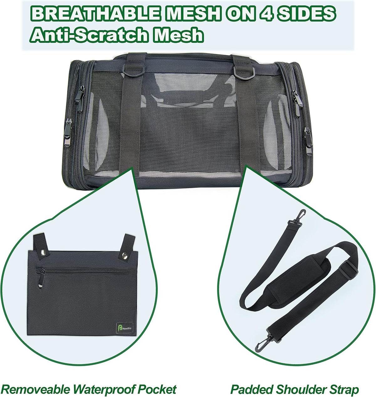 Soft-Sided Pet Carrier for Cats Small Dogs of 15 Lbs Medium