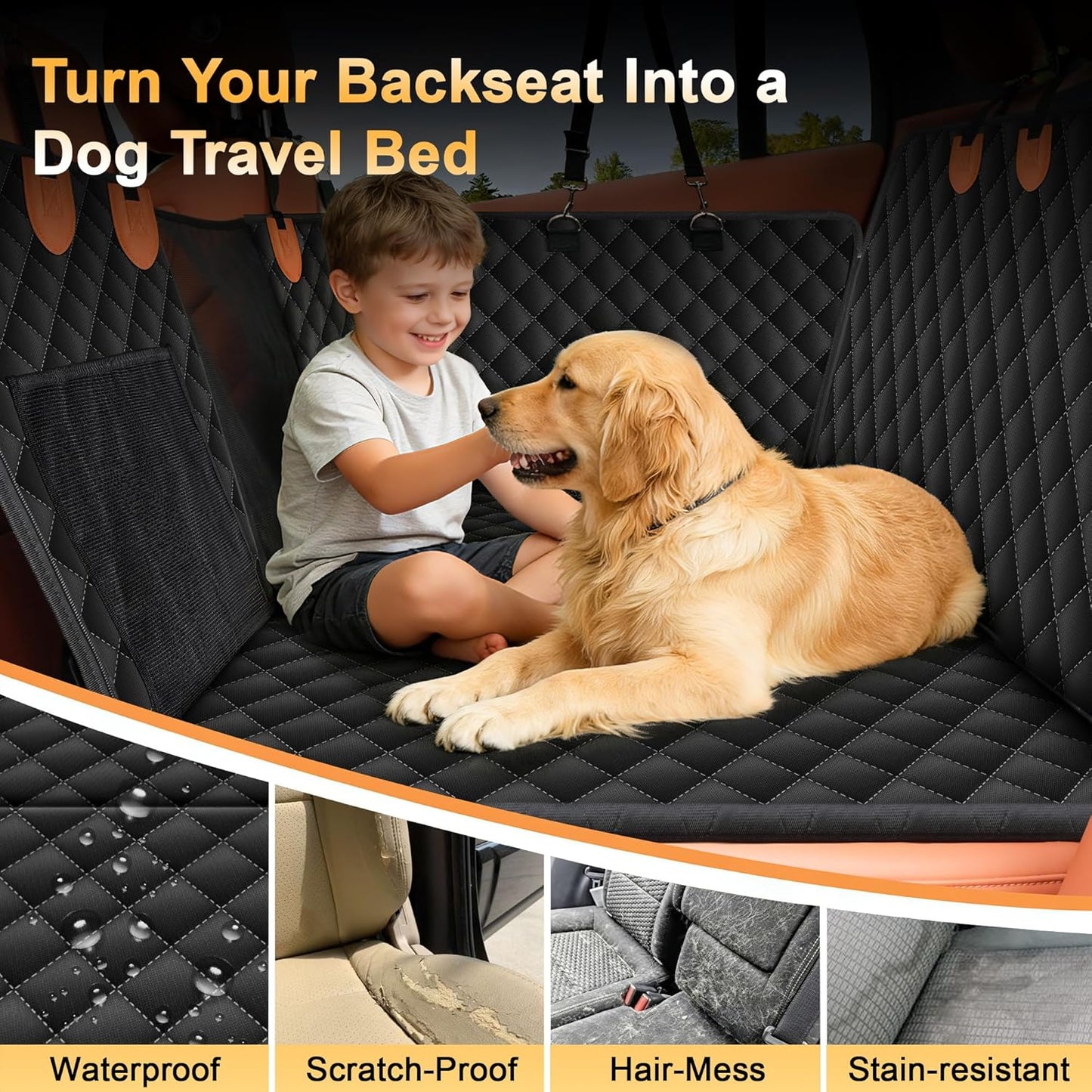 Back Seat Extender for Dogs, Holds 450 lbs, Hard Bottom