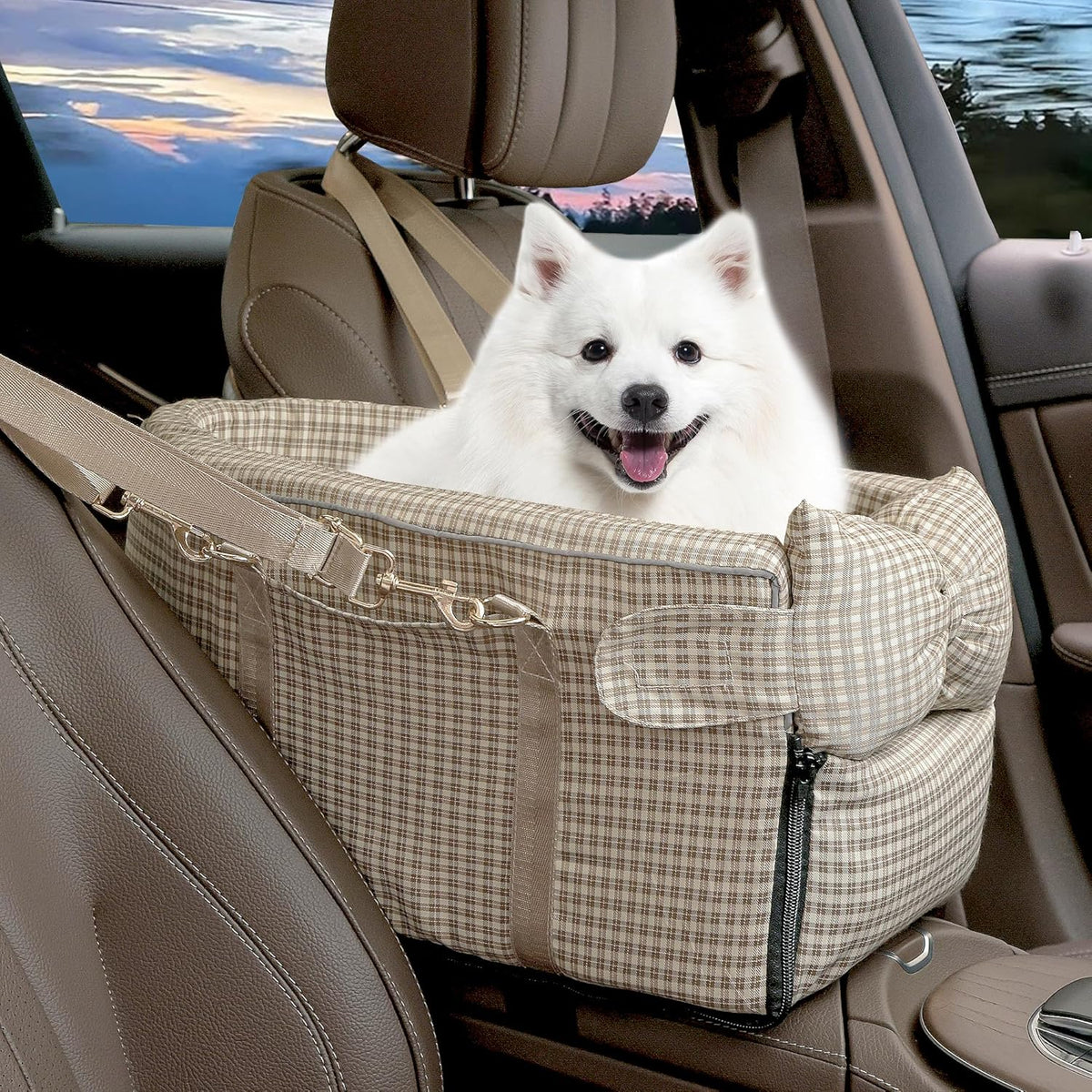 Center Console Dog Car Seat for Small Dog Removable Pet Car