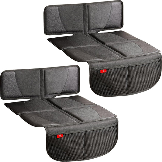 Helteko Carseat Protector with Thickest Padding, 2 Pack Auto Seat Pad from Waterproof & Stain Resistant for Child Baby , Kick Mat Material for Leather and Fabric Seat