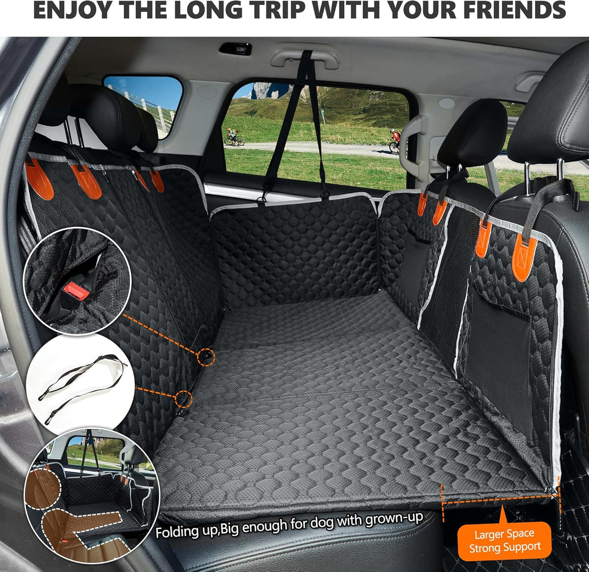 Back Seat Extender for Dog,Waterproof Hard Bottom Dog Car